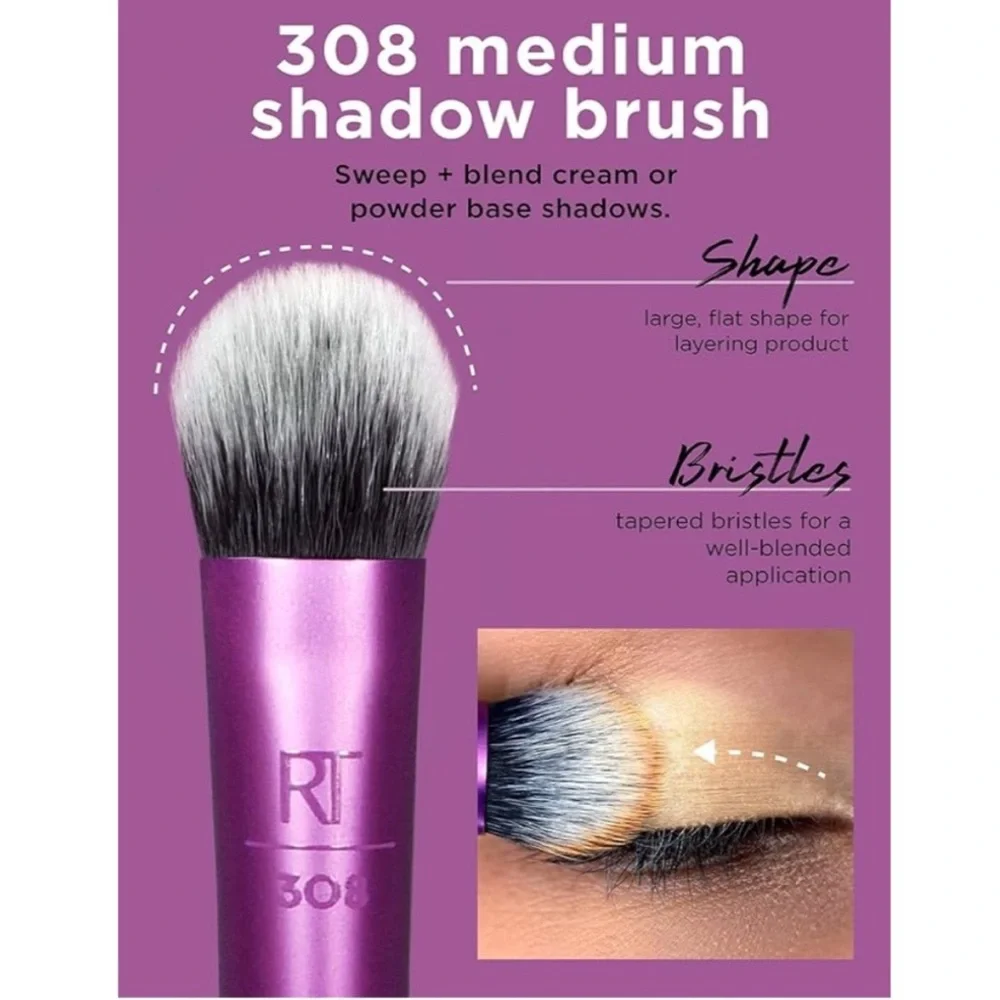 Real Techniques Enhanced Eye Eyeshadow Brush Set + Brush Holder Organizer